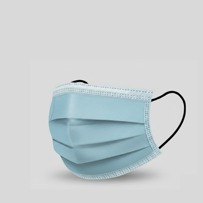 Cubrebocas infantil tricapa color azul con ajuste nasal y diseño cómodo para uso escolar