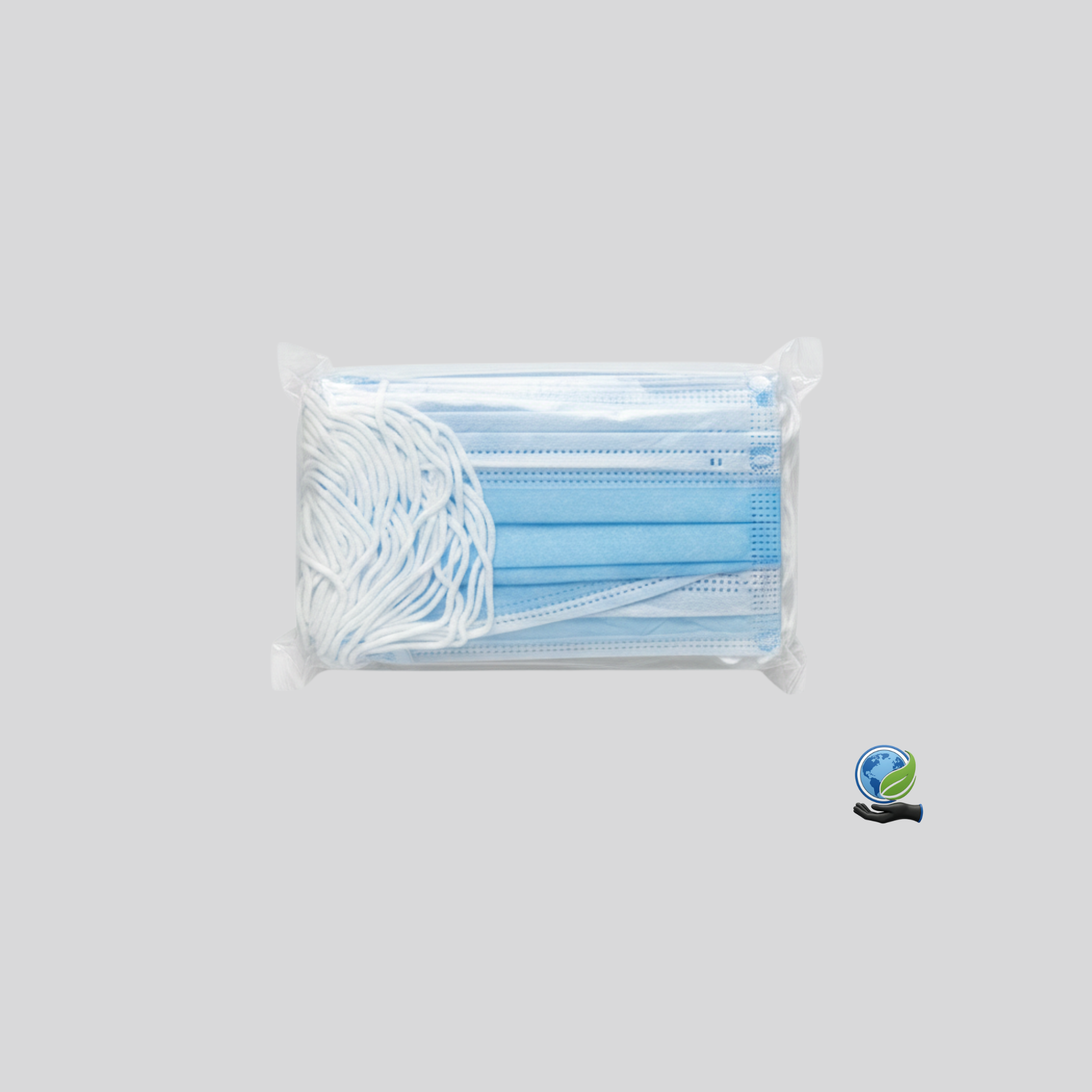 Paquete de cubrebocas tricapa infantil azul CPP México en presentación sellada con 50 piezas para uso escolar