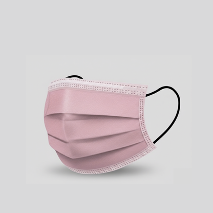 Cubrebocas infantil tricapa color rosa con ajuste nasal y diseño cómodo para uso escolar