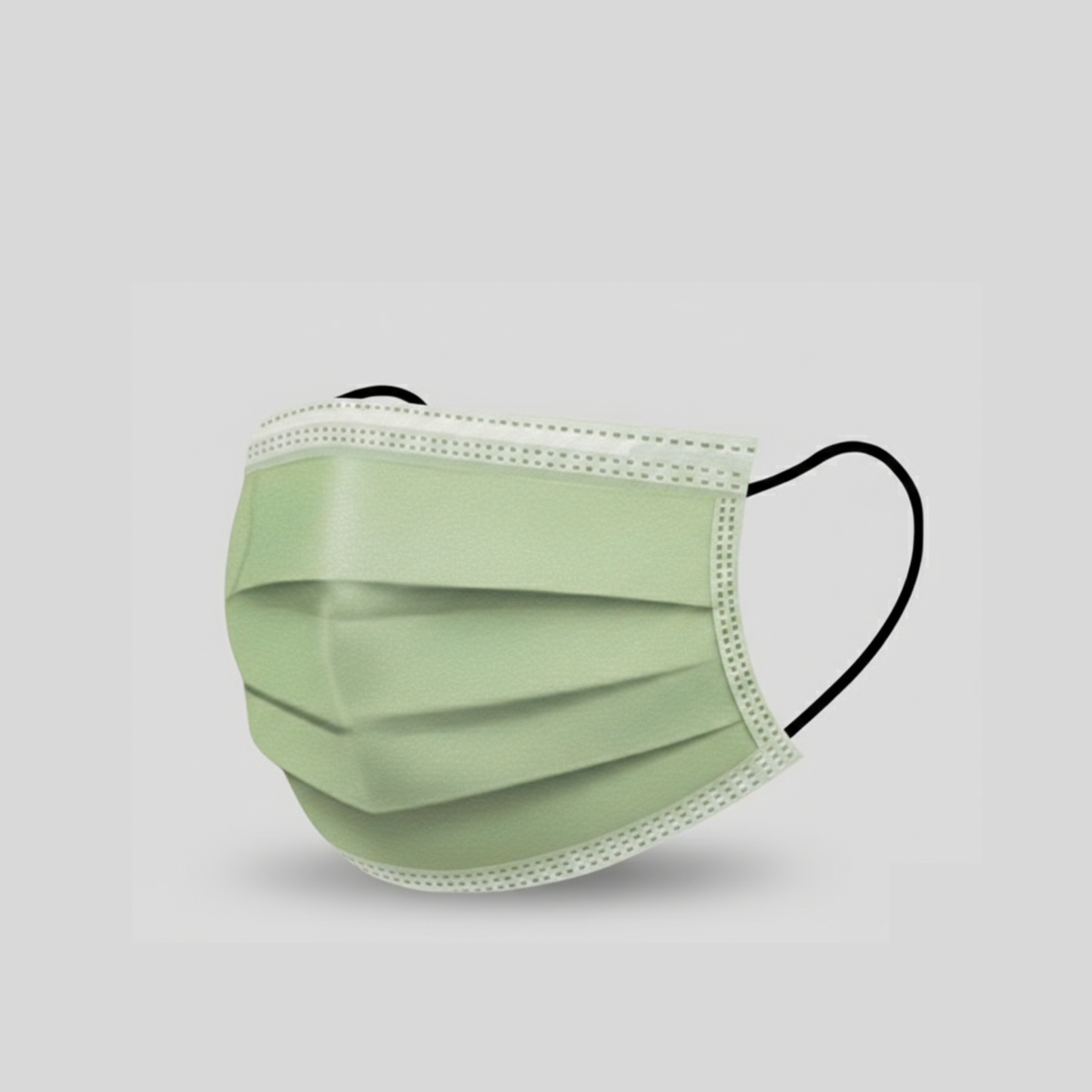 Cubrebocas infantil tricapa color verde con ajuste nasal y diseño cómodo para uso escolar